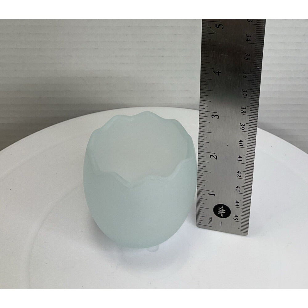 Vintage Biedermann‎ Light Blue Frosted Glass - Broken Egg Votive Candle Holder - Picture 7 of 7